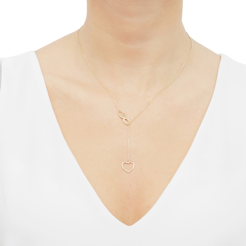 Main Image 3 of Infinity & Heart Lariat Necklace 10K Yellow Gold 19&quot;