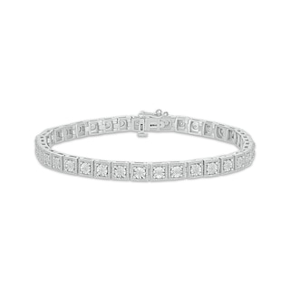 Diamond Square Link Tennis Bracelet 1/5 ct tw Sterling Silver 7.25"