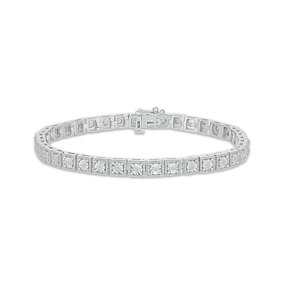 Diamond Square Link Tennis Bracelet 1/5 ct tw Sterling Silver 7.25"