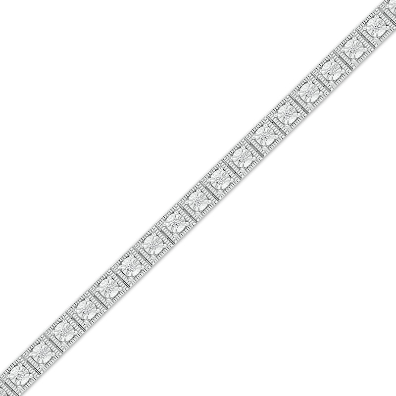 Diamond Square Link Tennis Bracelet 1/5 ct tw Sterling Silver 7.25"