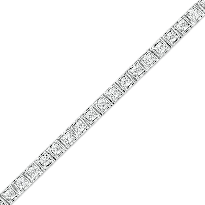 Main Image 2 of Diamond Square Link Tennis Bracelet 1/5 ct tw Sterling Silver 7.25&quot;