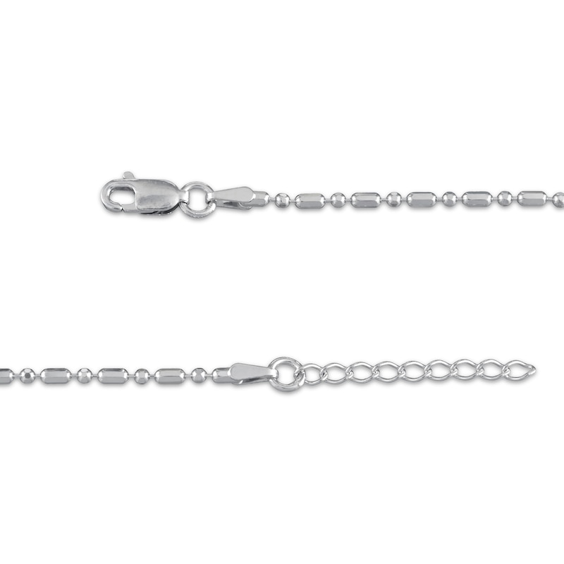 Main Image 2 of Diamond-Cut Bead & Bar Chain Anklet Solid Sterling Silver 10&quot;