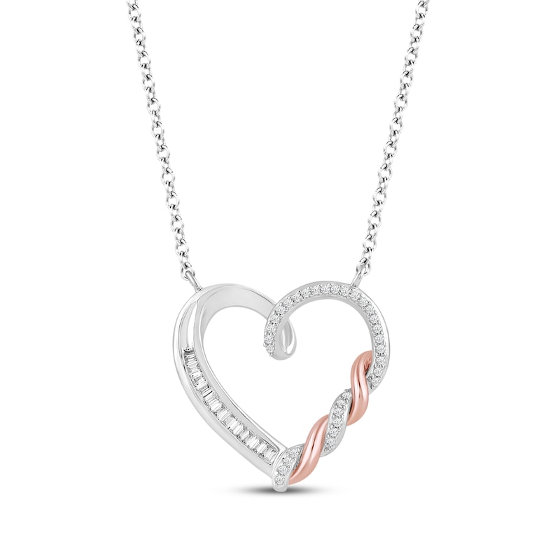 Main Image 1 of Hallmark Diamonds Heart Necklace 1/8 ct tw Sterling Silver & 10K Rose Gold 18&quot;