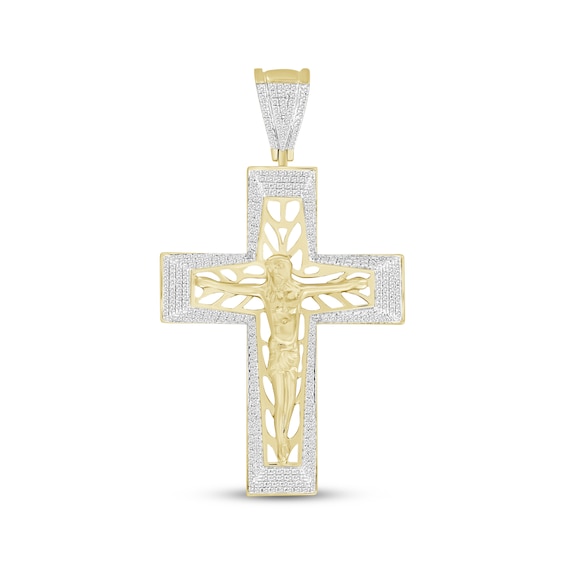 Men's Diamond Openwork Crucifix Charm 1 ct tw 10K Yellow Gold