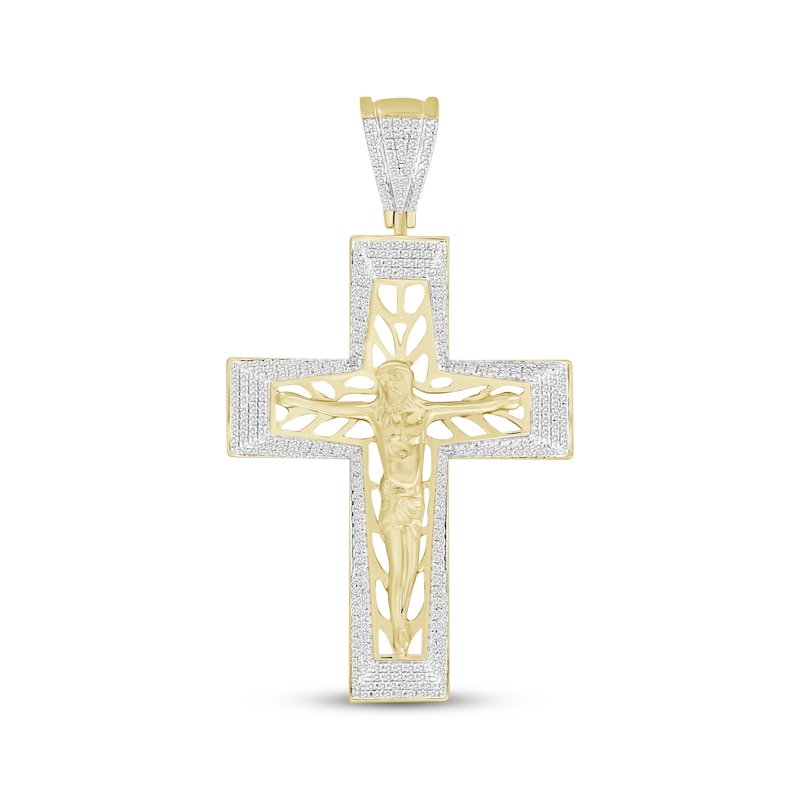 Men's Diamond Openwork Crucifix Charm 1 ct tw 10K Yellow Gold | Kay