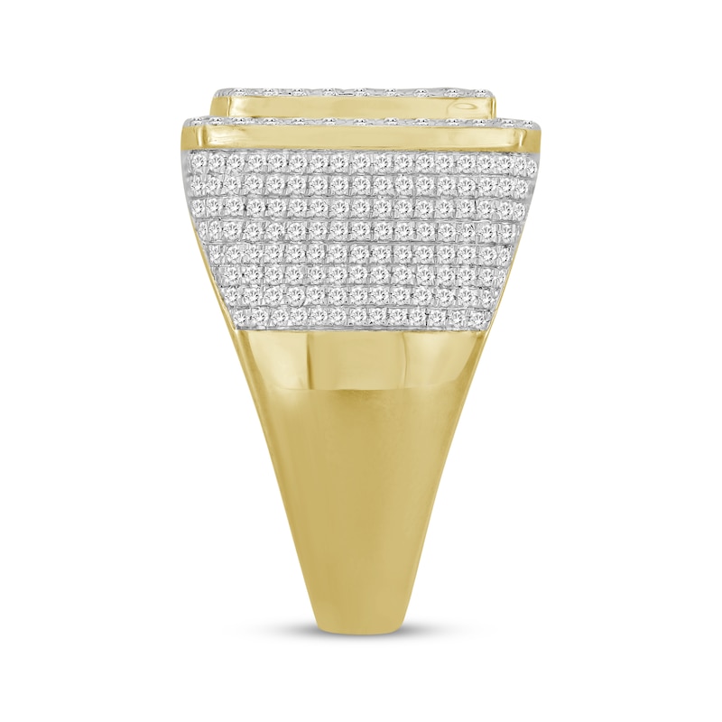 Men's Baguette & Round-Cut Diamond Cushion Frame Ring 2 ct tw 10K Yellow Gold