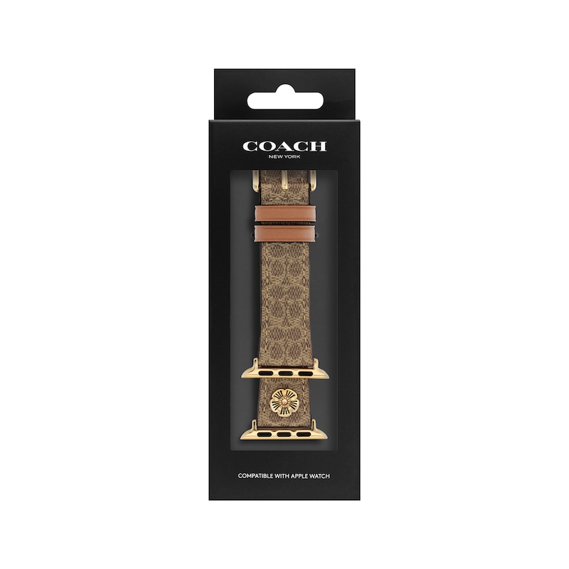 Main Image 4 of COACH Tan Leather Women's Apple Watch Strap 14700235