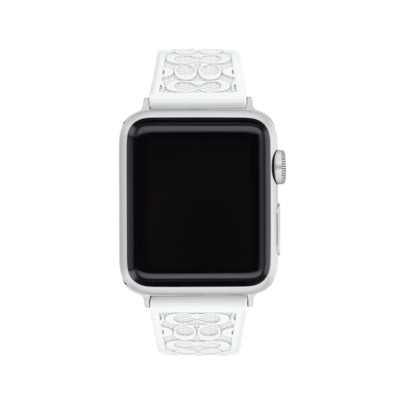 Main Image 1 of COACH Logo White Silicone Women's Apple Watch Strap 14700210