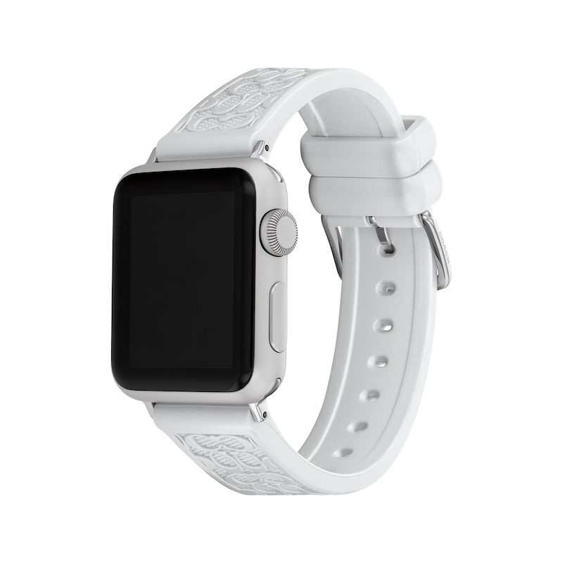 COACH Logo White Silicone Women's Apple Watch Strap 14700210