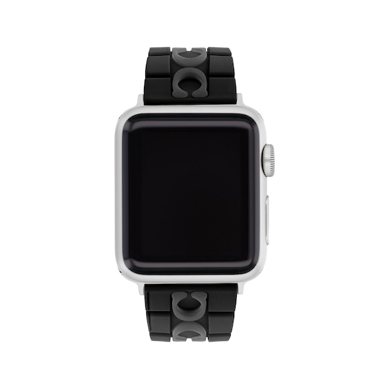 COACH Logo Black Silicone Women's Apple Watch Strap 14700220