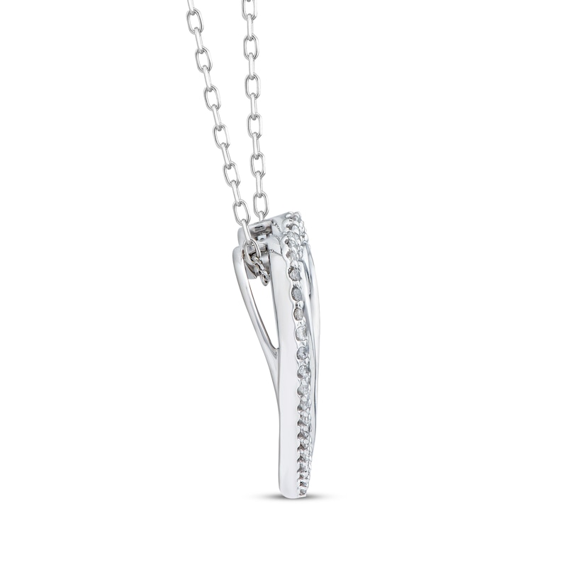Main Image 2 of Baguette & Round-Cut Diamond Heart Necklace 1/2 ct tw 10K White Gold 18&quot;