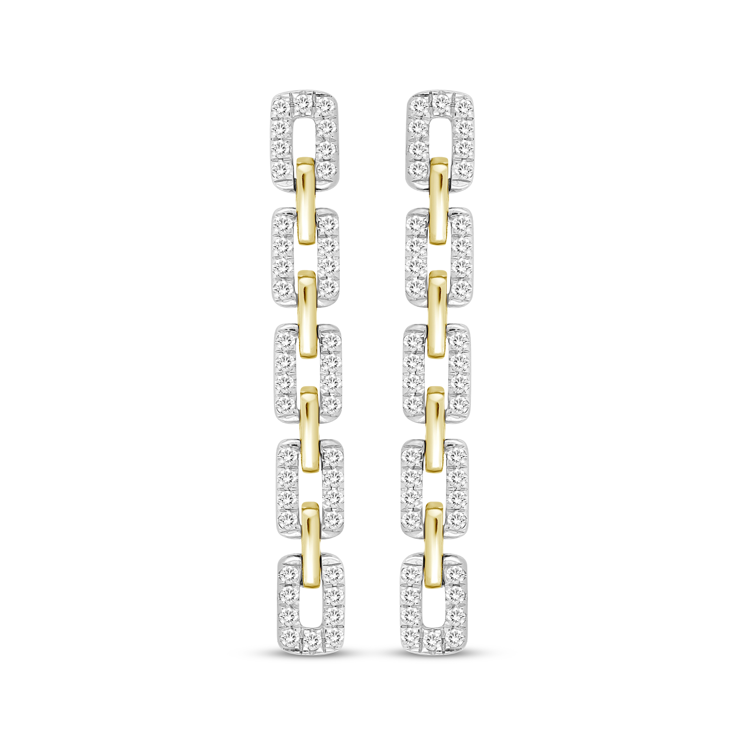 Main Image 2 of Linked Always Diamond Chain Link Drop Earrings 1/2ct tw 10K Yellow Gold