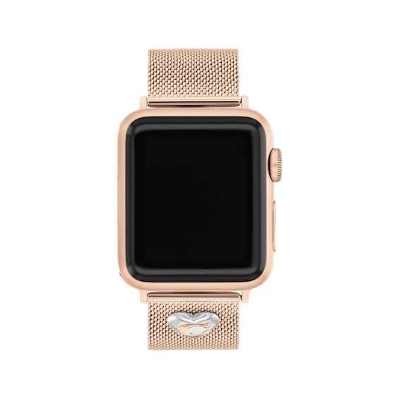 COACH Rose Gold-Tone Stainless Steel Mesh Women's Apple Watch Strap 14700240