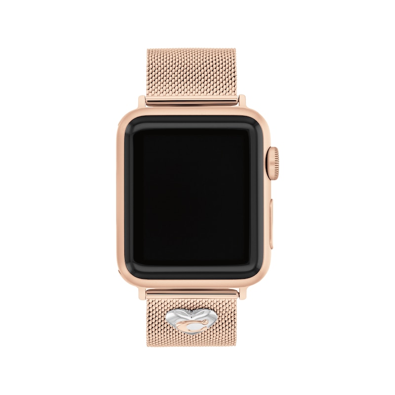 Main Image 1 of COACH Rose Gold-Tone Stainless Steel Mesh Women's Apple Watch Strap 14700240