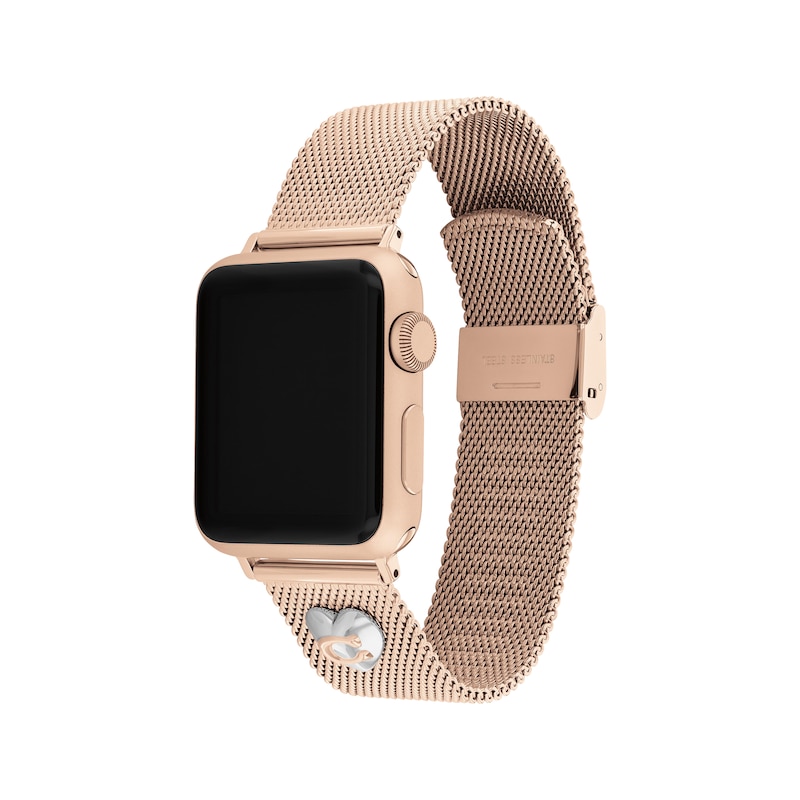 COACH Rose Gold-Tone Stainless Steel Mesh Women's Apple Watch Strap 14700240