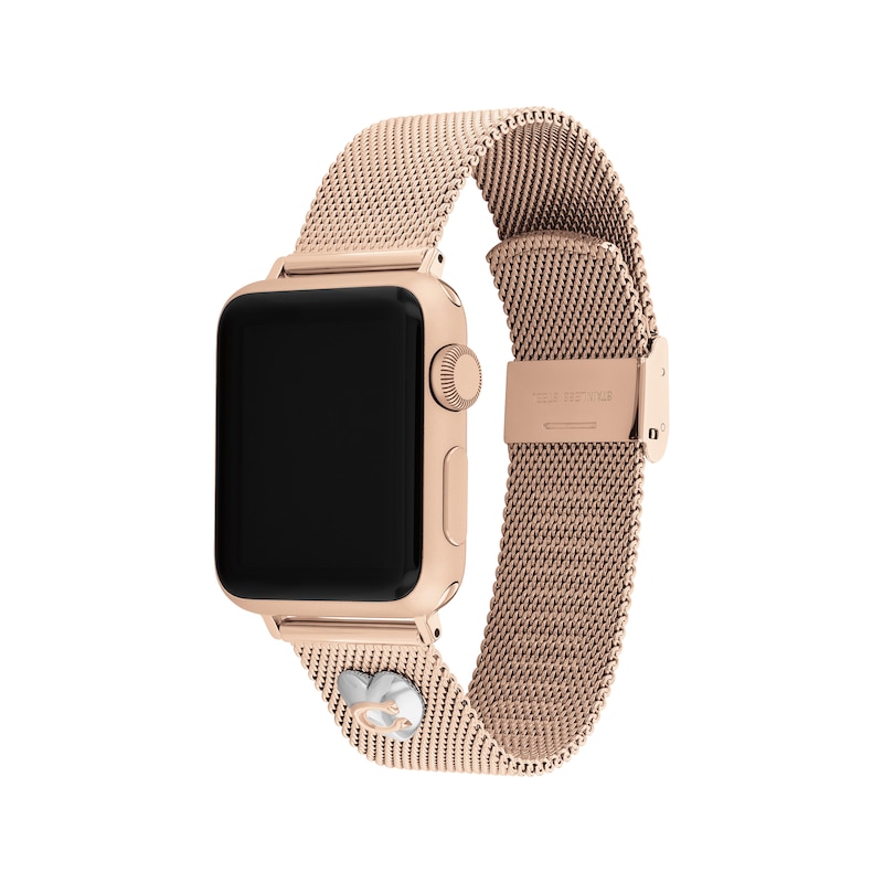 Main Image 2 of COACH Rose Gold-Tone Stainless Steel Mesh Women's Apple Watch Strap 14700240