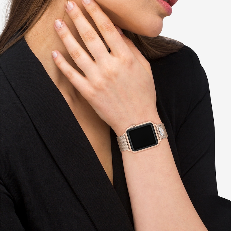 Main Image 5 of COACH Rose Gold-Tone Stainless Steel Mesh Women's Apple Watch Strap 14700240