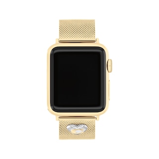 COACH Gold-Tone Stainless Steel Mesh Women's Apple Watch Strap 14700255