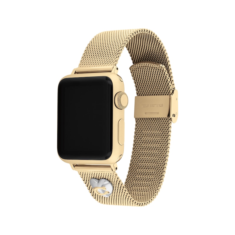 Main Image 2 of COACH Gold-Tone Stainless Steel Mesh Women's Apple Watch Strap 14700255