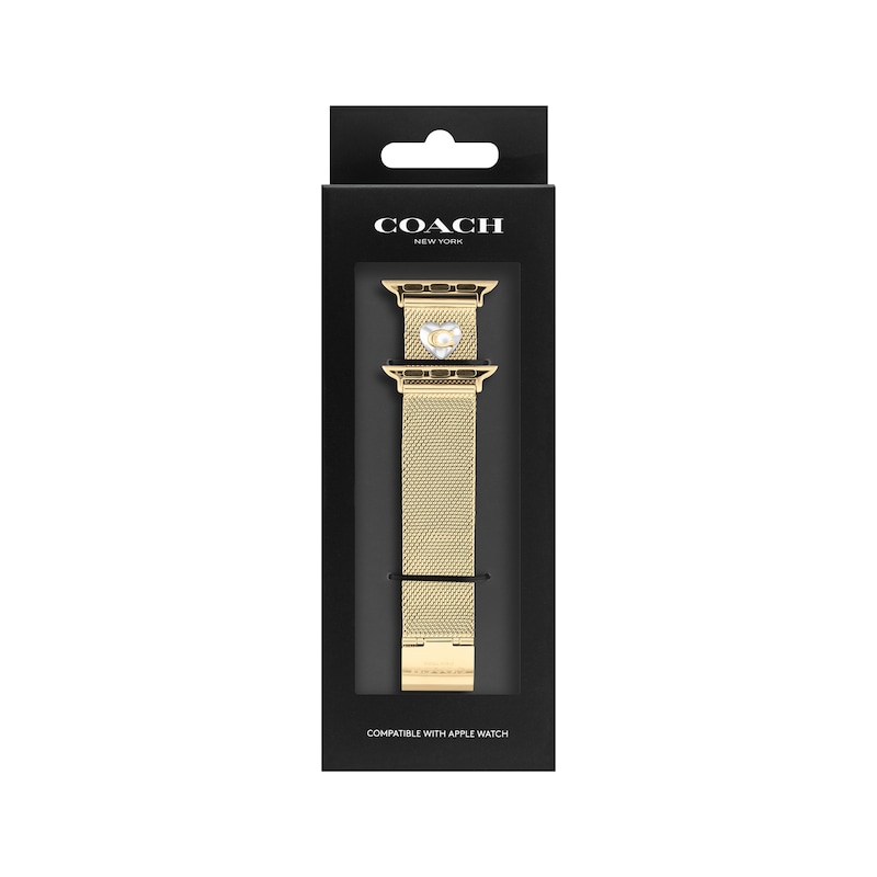 Main Image 4 of COACH Gold-Tone Stainless Steel Mesh Women's Apple Watch Strap 14700255