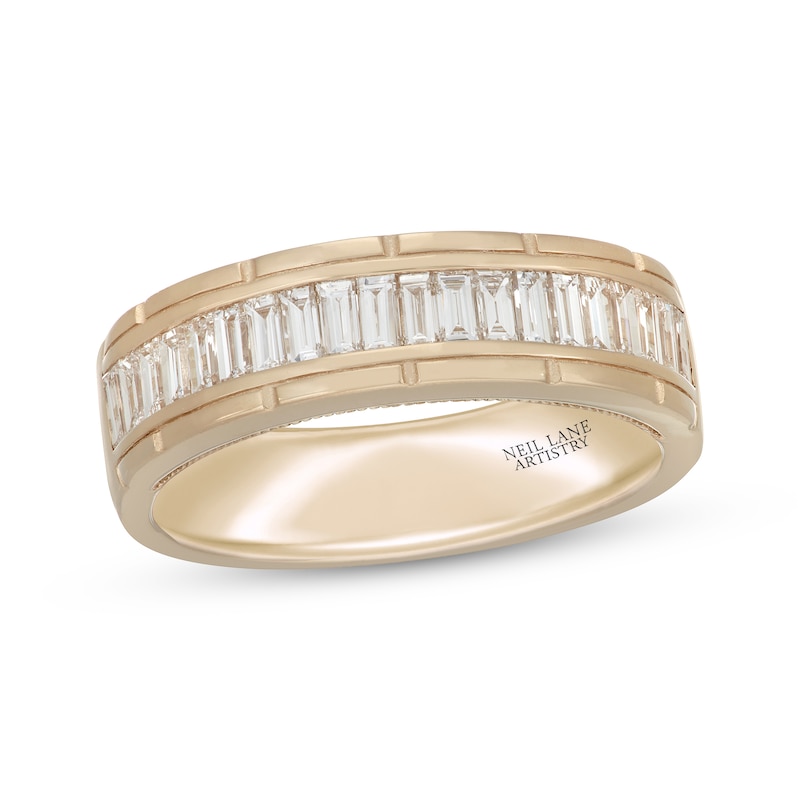 Men's Neil Lane Artistry Baguette-Cut Lab-Created Diamond Wedding Band 1 ct tw 14K Yellow Gold