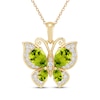 Thumbnail Image 1 of Pear-Cut Natural Peridot & Diamond Butterfly Necklace 1/5 ct tw 10K Yellow Gold 18&quot;