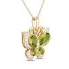 Thumbnail Image 2 of Pear-Cut Natural Peridot & Diamond Butterfly Necklace 1/5 ct tw 10K Yellow Gold 18&quot;