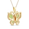 Thumbnail Image 3 of Pear-Cut Natural Peridot & Diamond Butterfly Necklace 1/5 ct tw 10K Yellow Gold 18&quot;