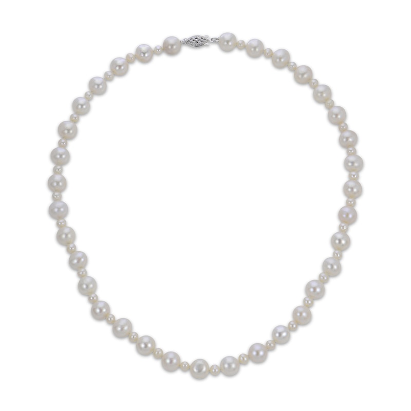 Main Image 1 of Cultured Pearl Alternating Strand Necklace Sterling Silver 18&quot;
