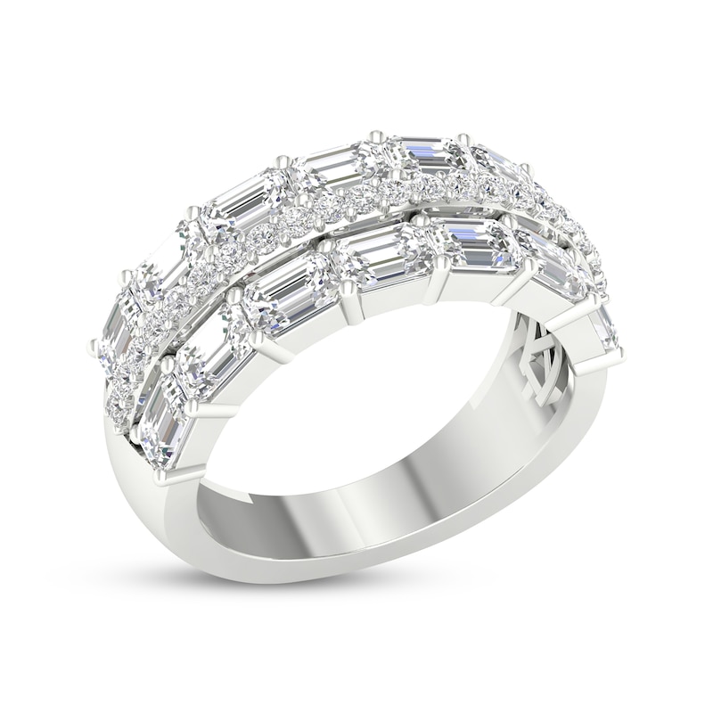 Main Image 2 of Now + Forever Lab-Grown Diamonds Emerald & Round-Cut Anniversary Ring 3-3/4 ct tw 14K White Gold