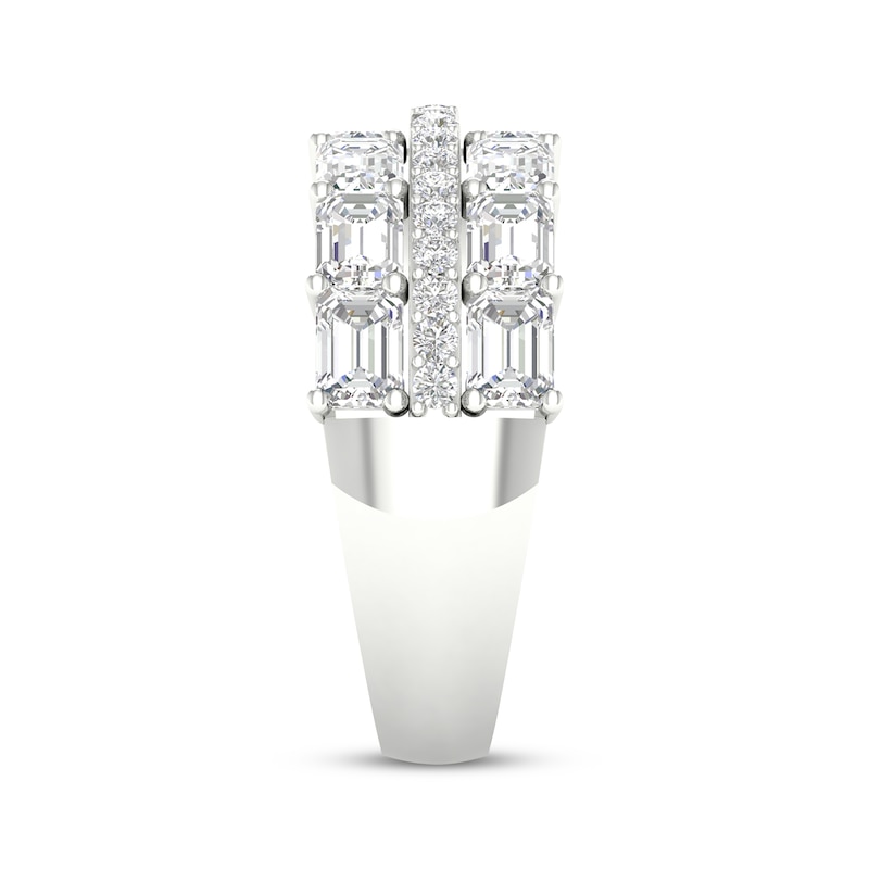 Main Image 3 of Now + Forever Lab-Grown Diamonds Emerald & Round-Cut Anniversary Ring 3-3/4 ct tw 14K White Gold