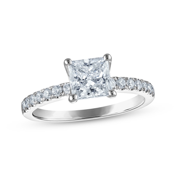 Now + Forever Certified Princess-Cut Diamond Engagement Ring 1-3/4 ct tw 14K White Gold