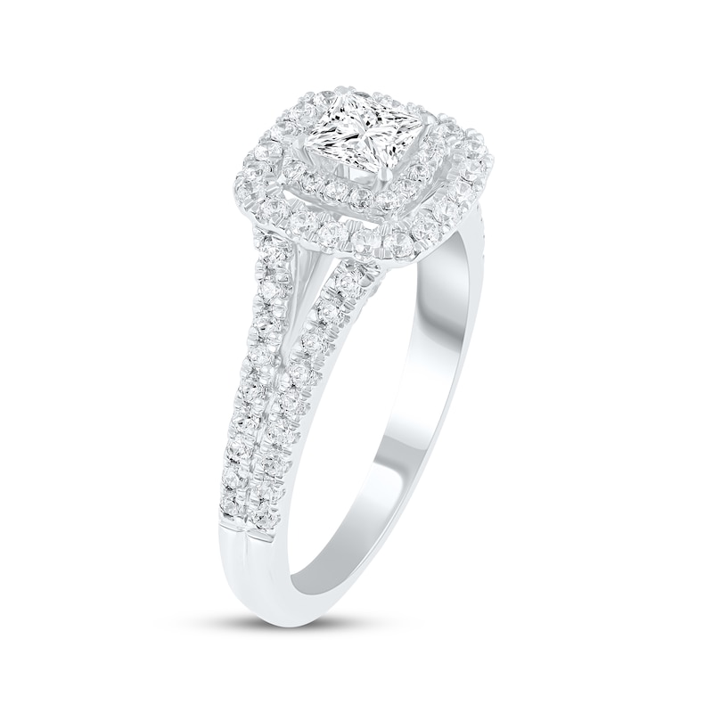 Main Image 2 of Now + Forever Lab-Grown Diamonds Princess-Cut Double Halo Engagement Ring 1 ct tw 14K White Gold
