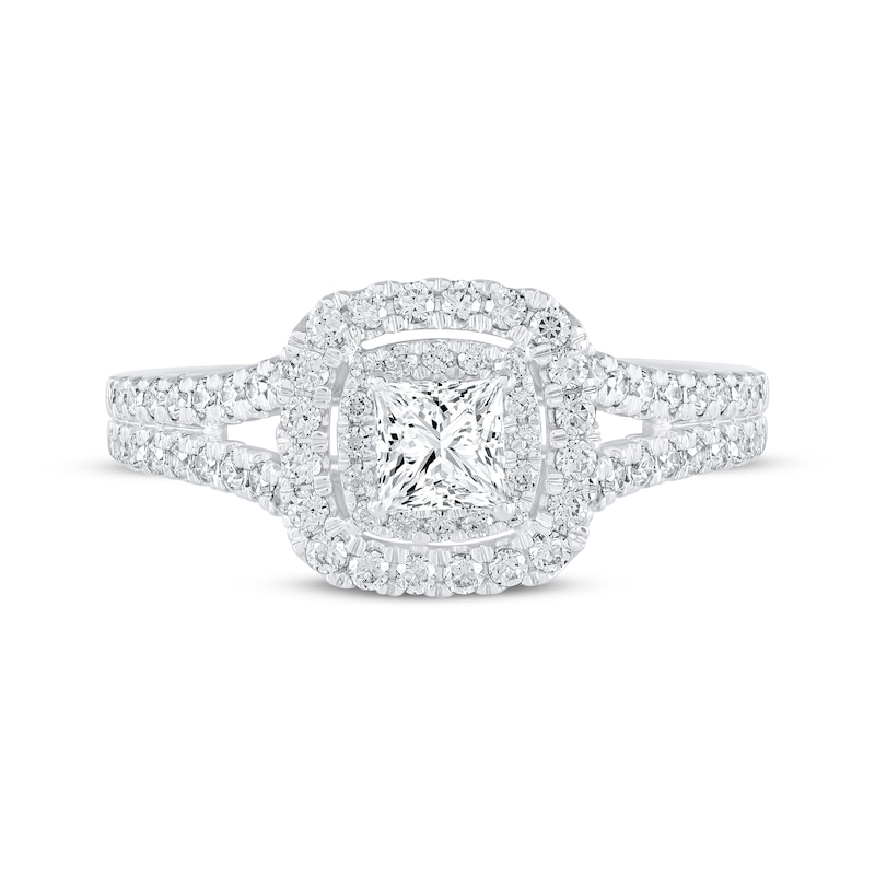 Main Image 3 of Now + Forever Lab-Grown Diamonds Princess-Cut Double Halo Engagement Ring 1 ct tw 14K White Gold
