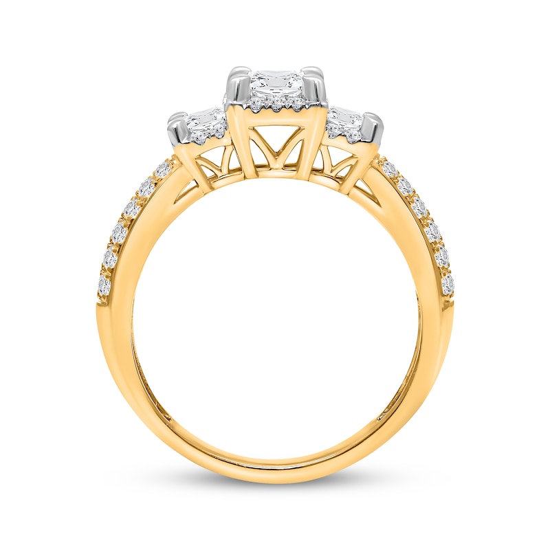 Main Image 2 of Memories, Moments, Magic Princess-Cut Diamond Three-Stone Engagement Ring 1 ct tw 10K Yellow Gold