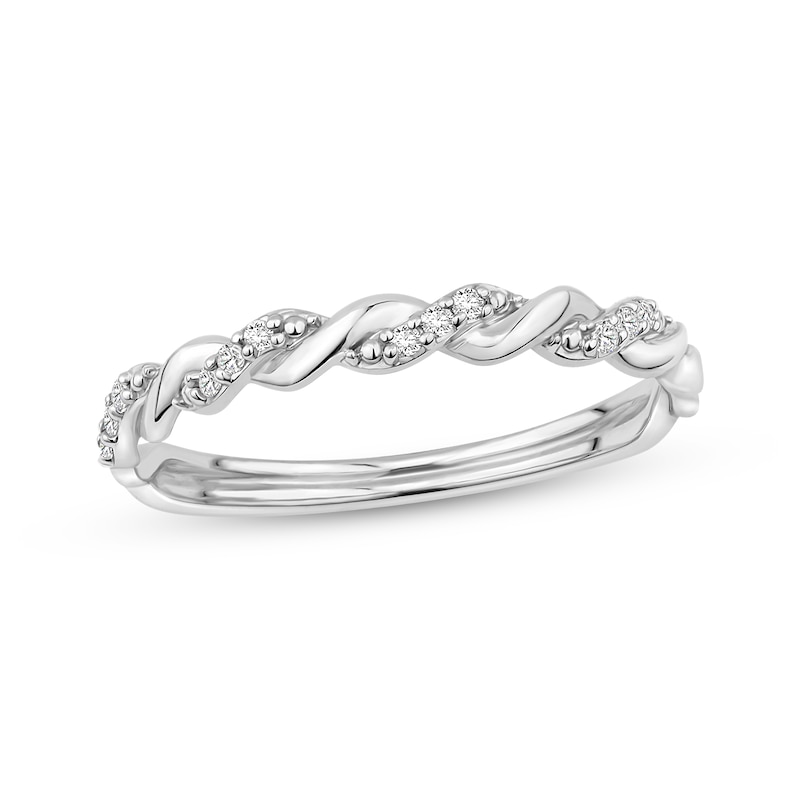 Main Image 1 of Now + Forever Lab-Grown Diamonds Twist Anniversary Ring 1/20 ct tw 10K White Gold
