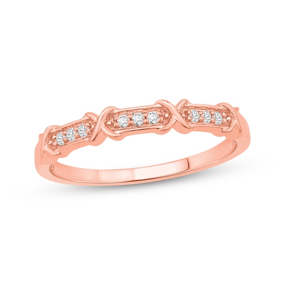 Now + Forever Lab-Grown Diamonds "X" Anniversary Ring 1/20 ct tw 10K Rose Gold