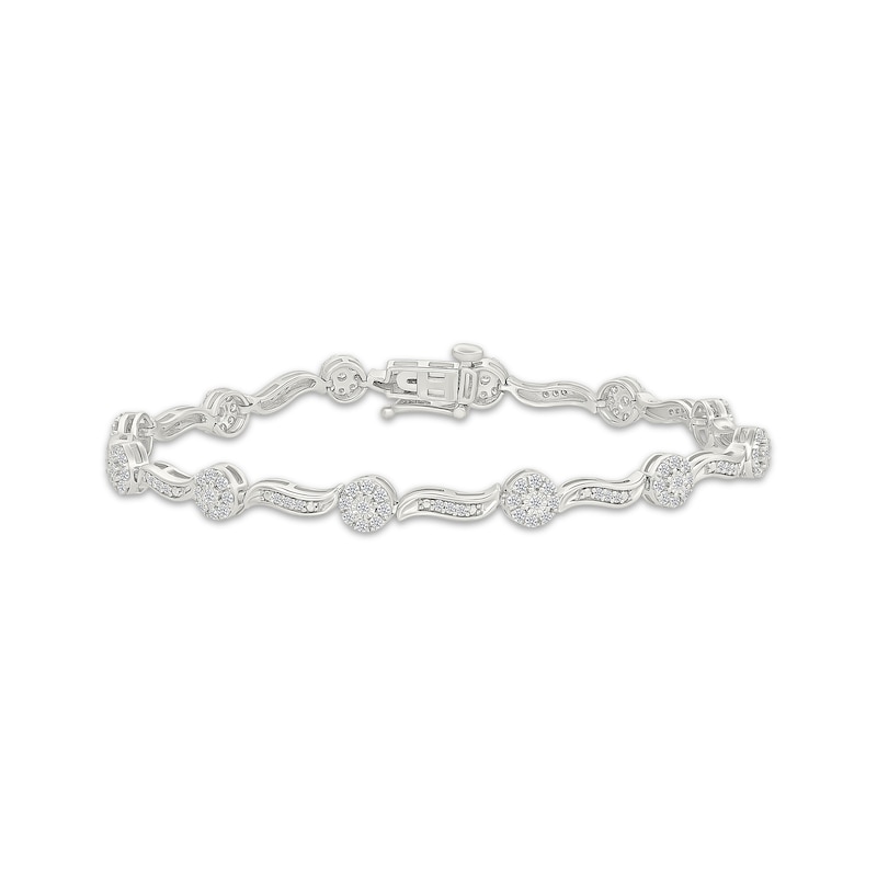 Main Image 1 of KAY Lab-Grown Diamonds Wavy Link Bracelet 1 ct tw 10K White Gold 7&quot;