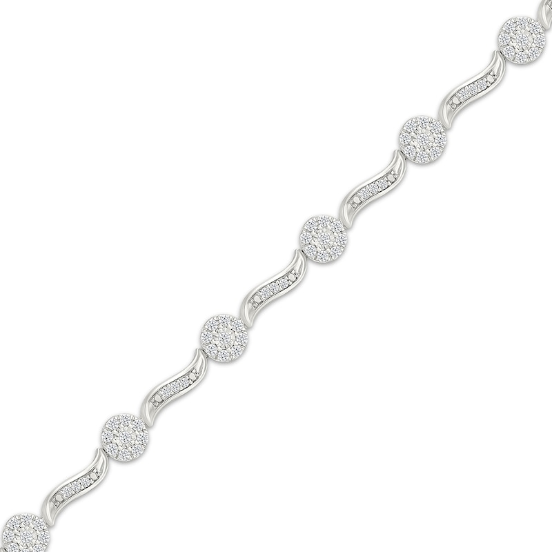 Main Image 2 of KAY Lab-Grown Diamonds Wavy Link Bracelet 1 ct tw 10K White Gold 7&quot;