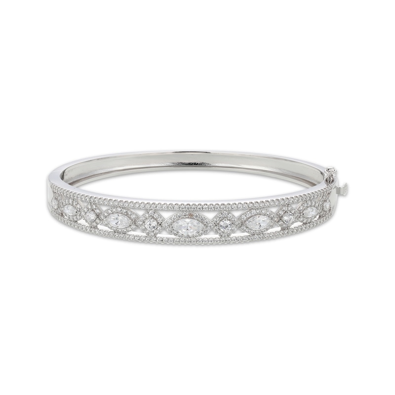 Main Image 1 of Marquise & Round-Cut White Lab-Created Sapphire Bangle Bracelet Sterling Silver