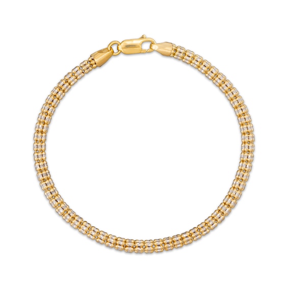 Diamond-Cut Ice Chain Bracelet 3.5mm Solid 10K Yellow Gold 8.5"
