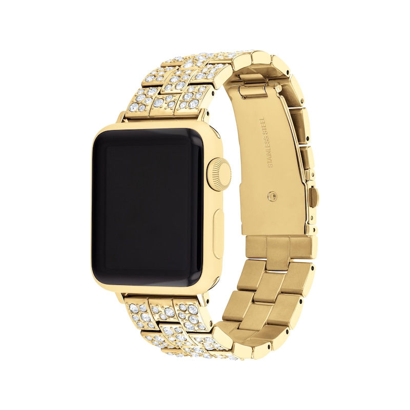 Main Image 2 of COACH Gold-Tone Crystal Apple Watch Strap 14700258