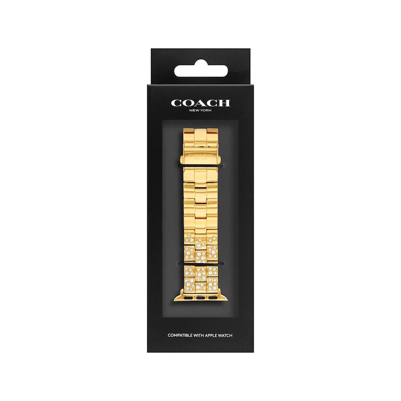 Main Image 4 of COACH Gold-Tone Crystal Apple Watch Strap 14700258