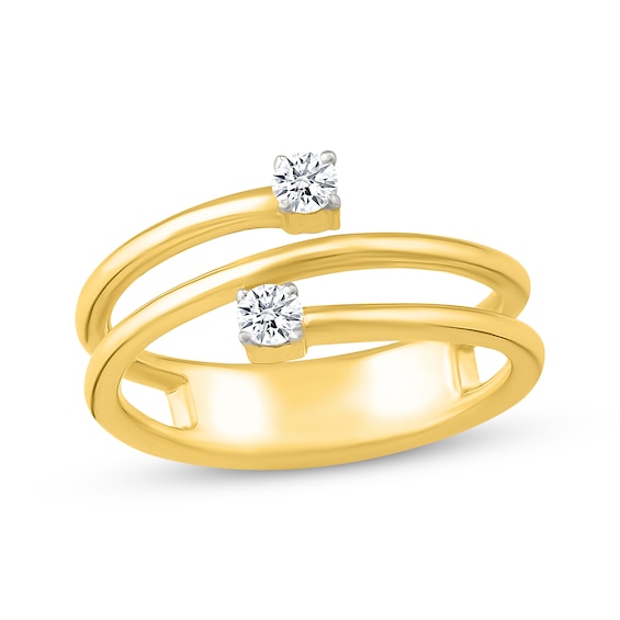 Diamond Two-Stone Bypass Spiral Fashion Ring 1/10 ct tw 10K Yellow Gold