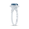 Thumbnail Image 2 of Now + Forever Oval-Cut London Blue Topaz & Diamond Halo Engagement Ring 3/8 ct tw 14K White Gold