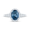 Thumbnail Image 3 of Now + Forever Oval-Cut London Blue Topaz & Diamond Halo Engagement Ring 3/8 ct tw 14K White Gold