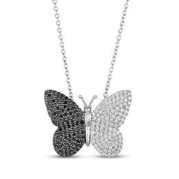 Le Vian Vault Black & White Diamond Butterfly Necklace 1-3/8 ct tw Platinum 18"