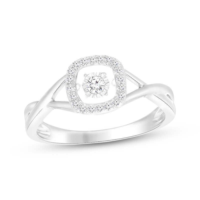 Main Image 1 of Unstoppable Love Diamond Cushion Halo Twist Shank Ring 1/8 ct tw Sterling Silver