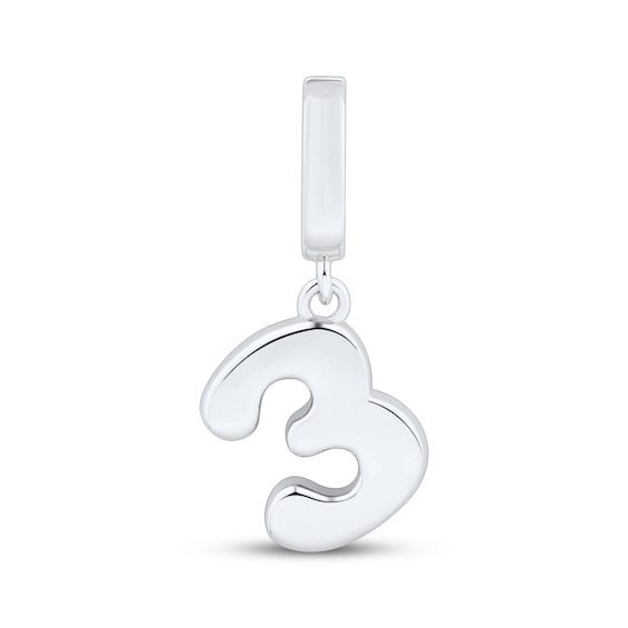 Charmed Memories Number 3 Charm Sterling Silver
