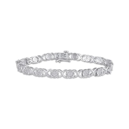 Multi-Diamond "XO" Bracelet 1/2 ct tw Sterling Silver 7"
